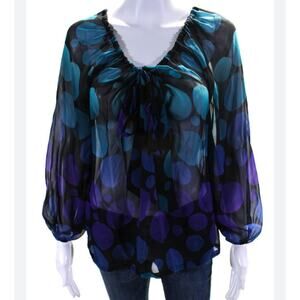 Diane Von Furstenberg- printed chiffon silk blouse- Sz 6